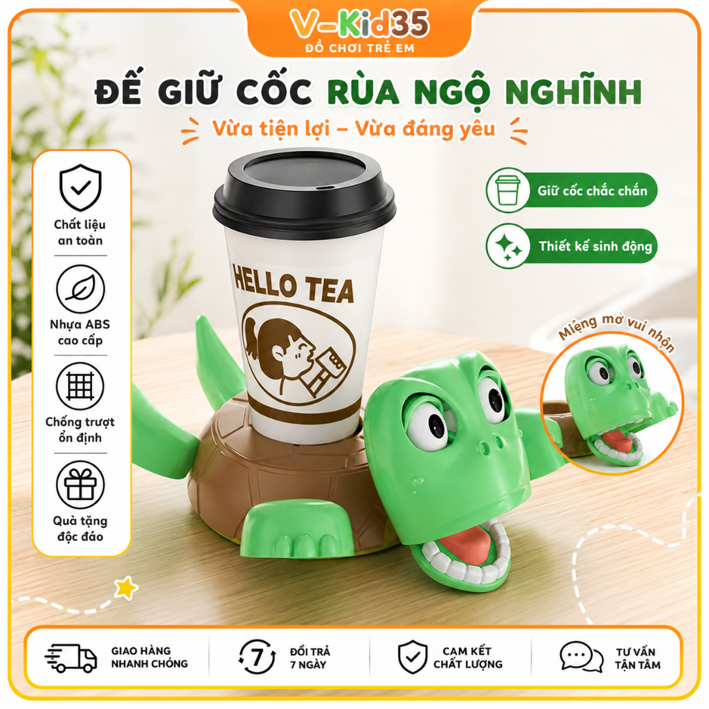 Đế Giữ Cốc, Hình Rùa Để Cốc Ngộ Nghĩnh, Giá Đỡ Ly Trang Trí Bàn Học Vui Nhộn, Đặc Biệt.