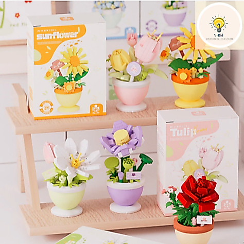 Đồ Chơi Xếp Hình Chậu Hoa Mini - Giúp Bé Sáng Tạo, Kiên Trì, Trang Trí Không Gian
