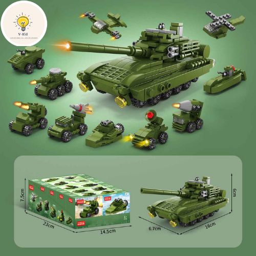 Bộ Mô Hình Lắp Ráp 10 trong 1 Mini 3D Tư Duy, Sáng Tạo, Trang Trí. Cần Cẩu, Máy Bay, Xe Tăng.