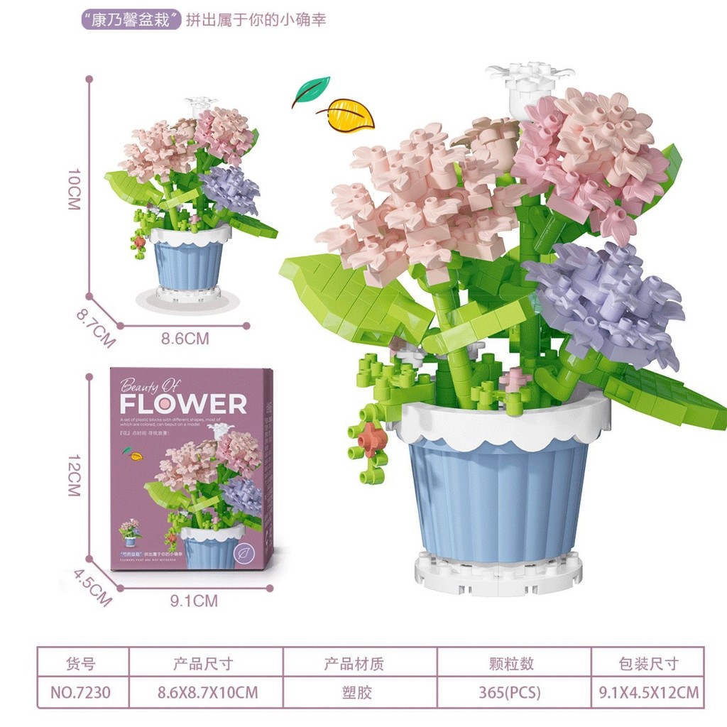 Bộ Lắp Ghép Hoa Trong Chậu DIY Xinh Xắn – Đồ Chơi Xếp Hình Trang Trí Bàn Làm Việc, Quà Tặng Ý Nghĩa
