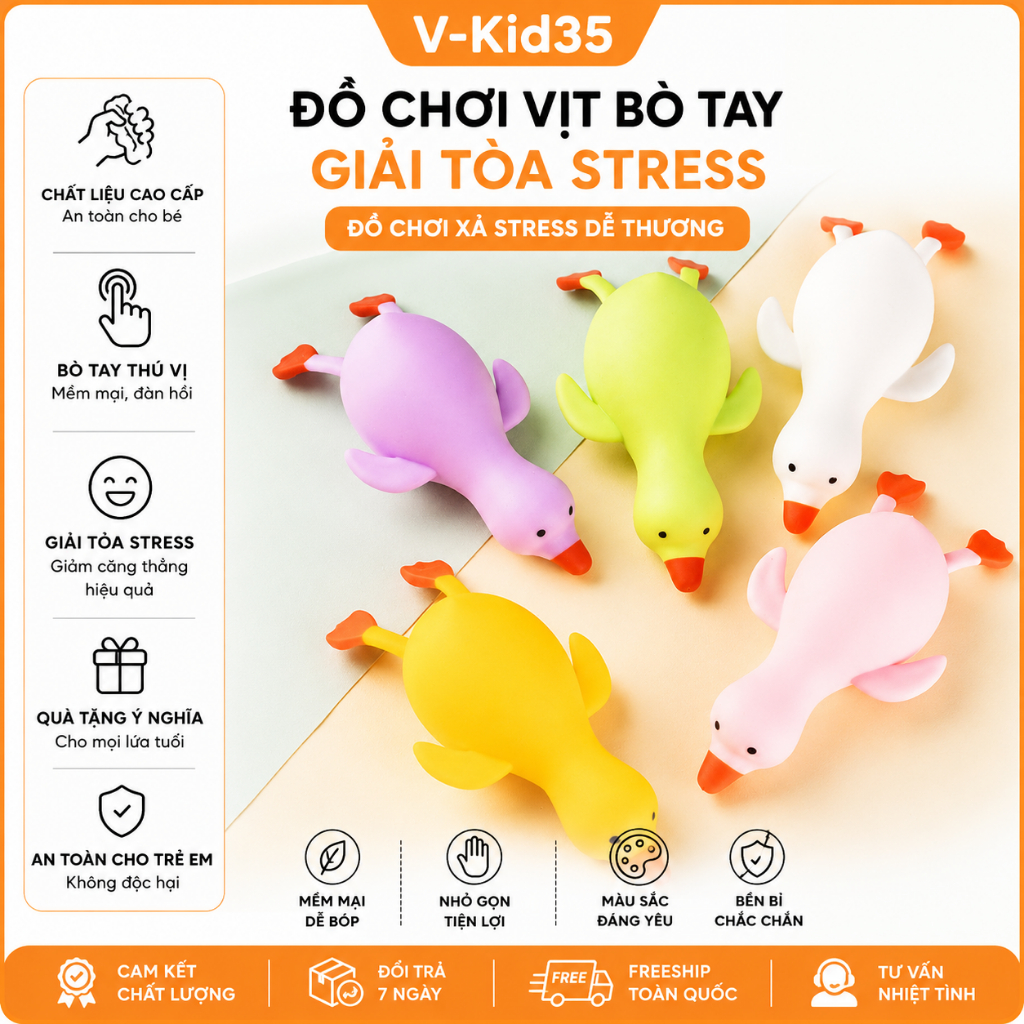 Đồ Chơi Vịt Bóp Tay Xả Stress 3 Màu Dễ Thương, Đáng Yêu, Giải Trí Quà Tặng Nhỏ Xinh Cho Bé Con
