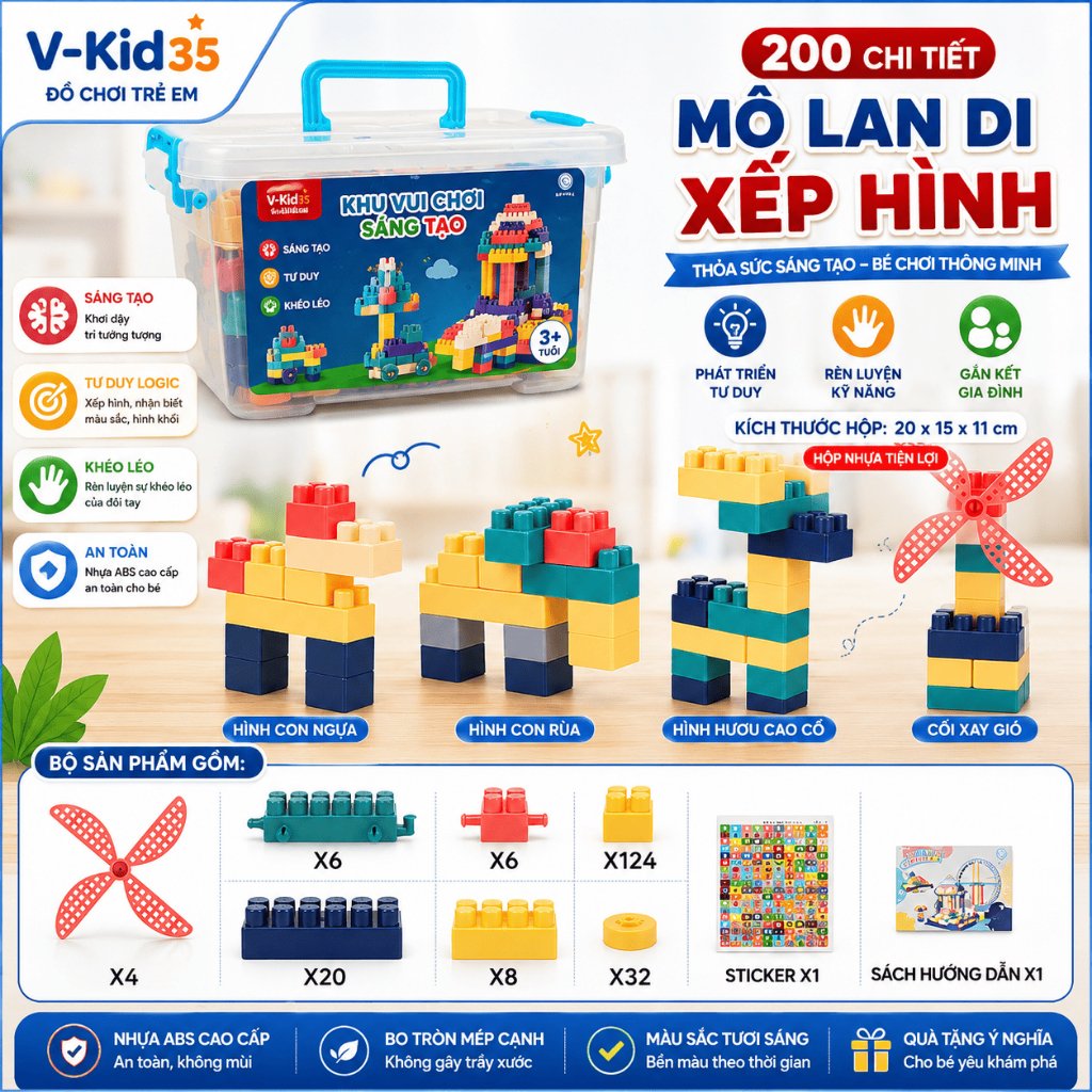 Bộ Xếp Hình Lego 520 Chi Tiết Phát Triển Tư Duy Cho Bé