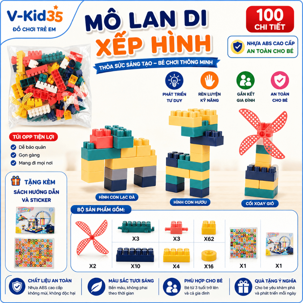 Bộ Xếp Hình Lego 520 Chi Tiết Phát Triển Tư Duy Cho Bé