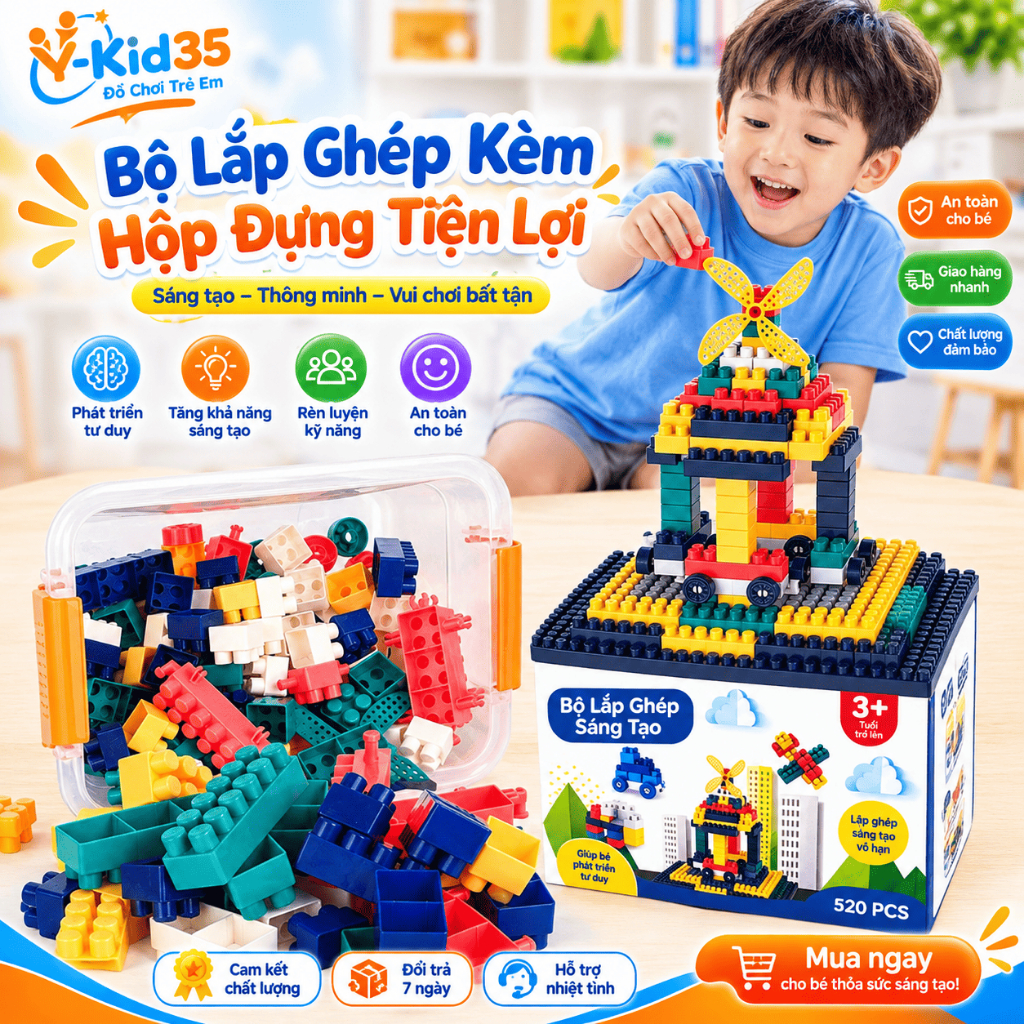 Bộ Xếp Hình Lego 520 Chi Tiết Phát Triển Tư Duy Cho Bé