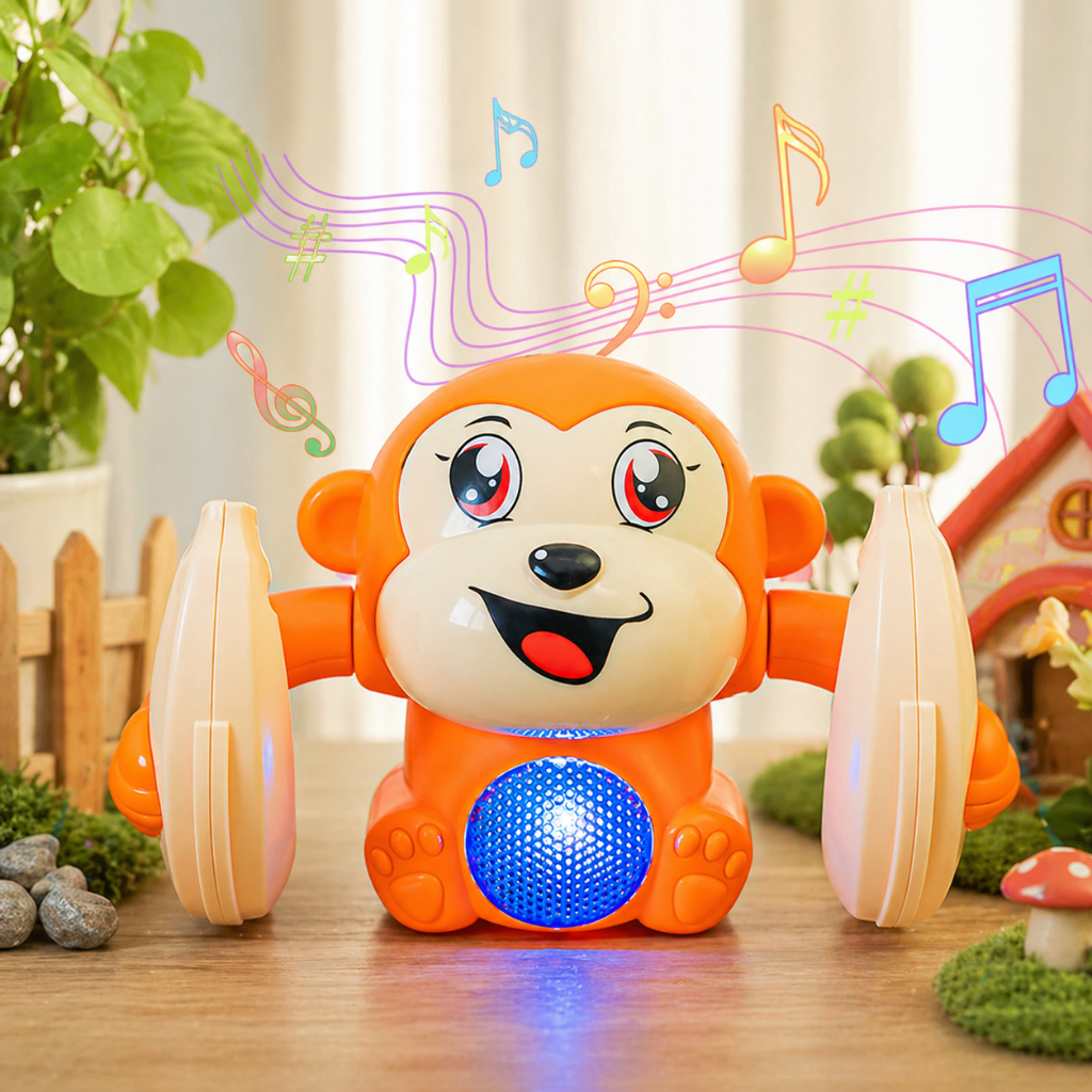 Đồ Chơi Khỉ Cầm Chuối Nhào Lộn Siêu Cute Đáng Yêu Thu Hút Các Bé Hiếu Động