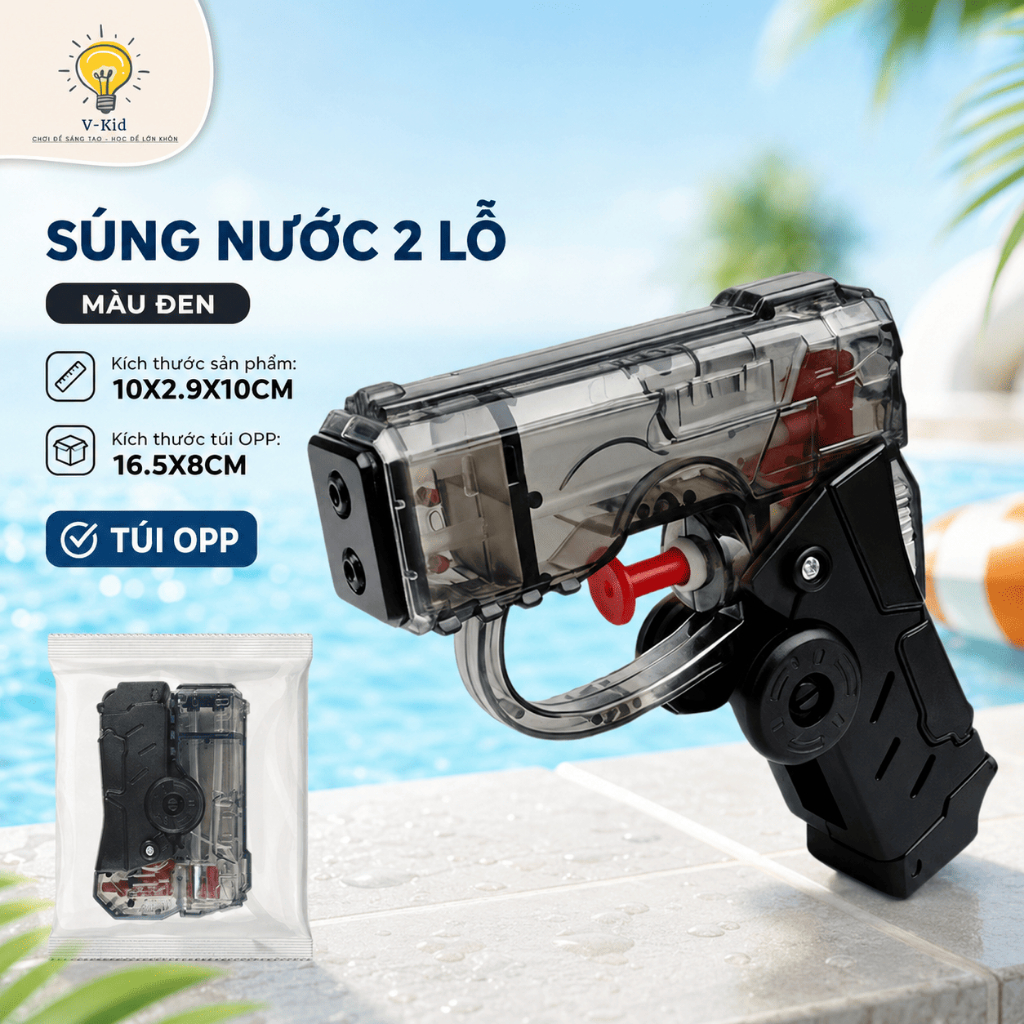 Đồ Chơi Phun Nước 2 Vòi Cho Bé, Gấp Gọn Đổi Hình Xoay 360 Độ, Phun Nước Vui Nhộn Với Bạn Bè