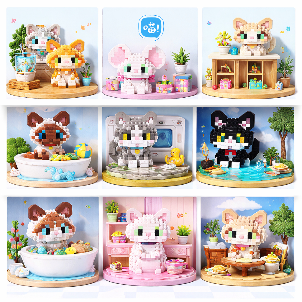 Bộ Lắp Ráp Mèo Mini Cute – Rèn Luyện Kiên Nhẫn, Decor Góc Học Tập Siêu Đáng Yêu, Quà Tặng Người Yêu