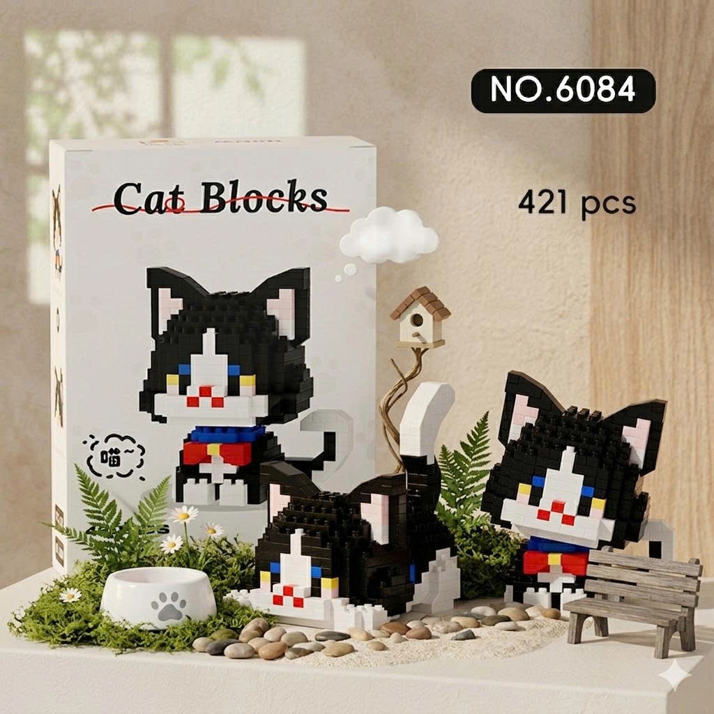 Bộ Lắp Ráp Mèo Mini Cute – Rèn Luyện Kiên Nhẫn, Decor Góc Học Tập Siêu Đáng Yêu, Quà Tặng Người Yêu