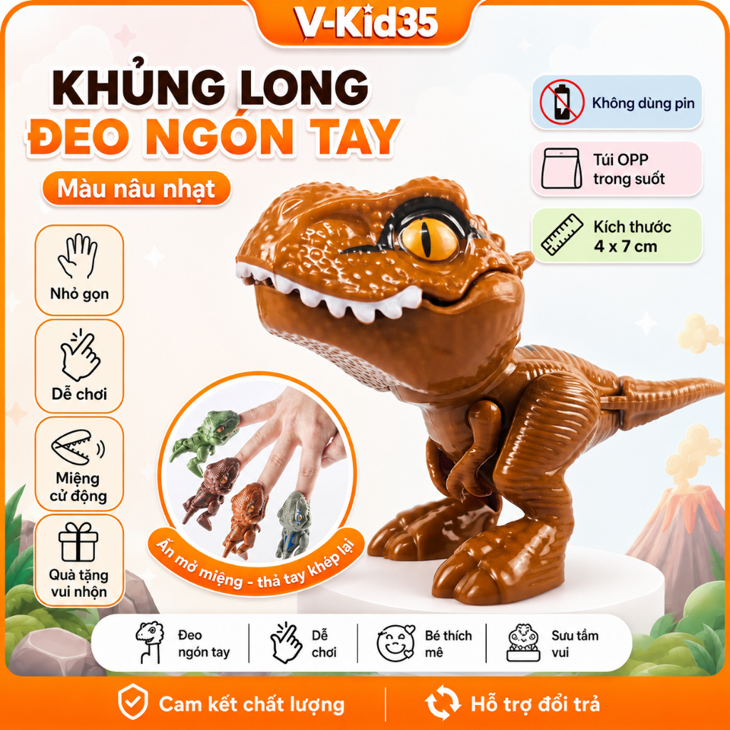 Khủng Long Đeo Ngón Tay Mini, Đồ Chơi Miệng Cử Động, Mẫu Ngẫu Nhiên, Trang Trí Bàn Học Cho Bé