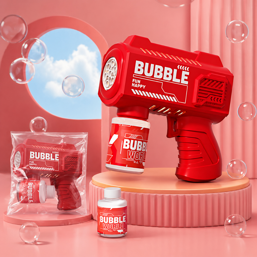 Súng Phun Bong Bóng Tự Động, Có Hiệu Ứng Đèn Khi Bắn Siêu Cute Cho Các Bé (không kèm pin)